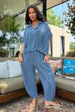Lina Linen Blend French Tuck Blouse Washed Navy